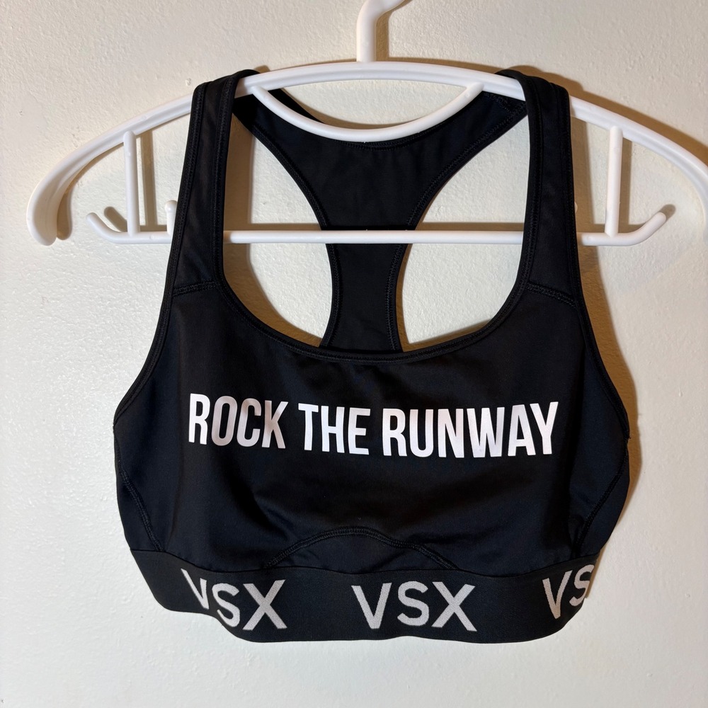 VSX Victoria Secret Sport Black Rock The Runway Racerback Sports Bra Size Small